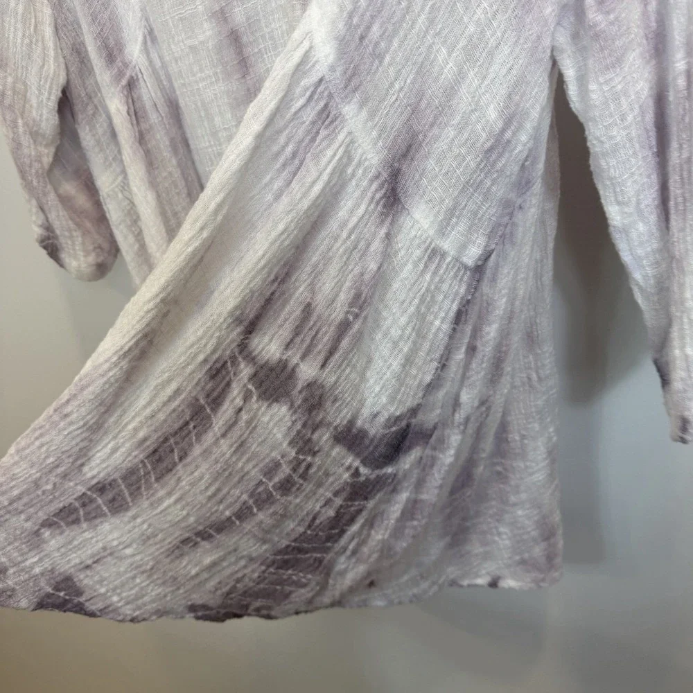 M. Rena Large Tie Dye Tunic Top Gauzy Lightweight Cotton Blend V-Neck - Picture 5 of 9